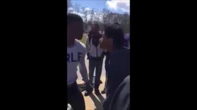 Kid looking for a fight gets just that + brain damage