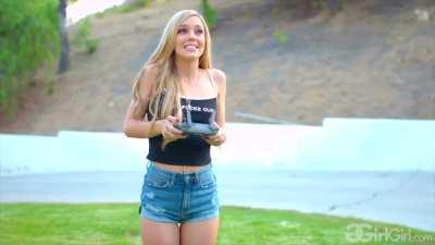 Having fun with her peeping Tom