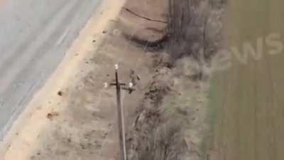Russian soldier is chased by Ukrainian drone. Their positions later were hit by Ukrainians