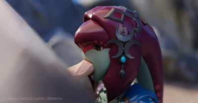 Mipha keeps the peace with the Stone Talus