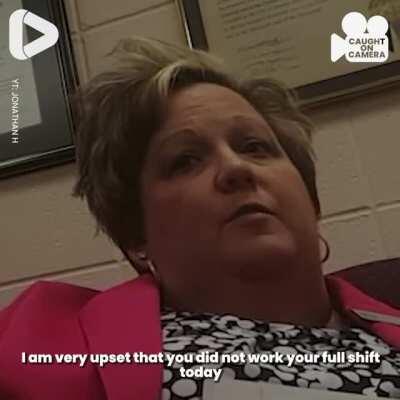 Principal fires janitor who came in early. After INTERROGATION. Secretly recorded.