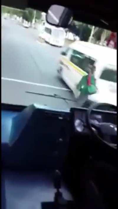 Taxi almost hitting a kid