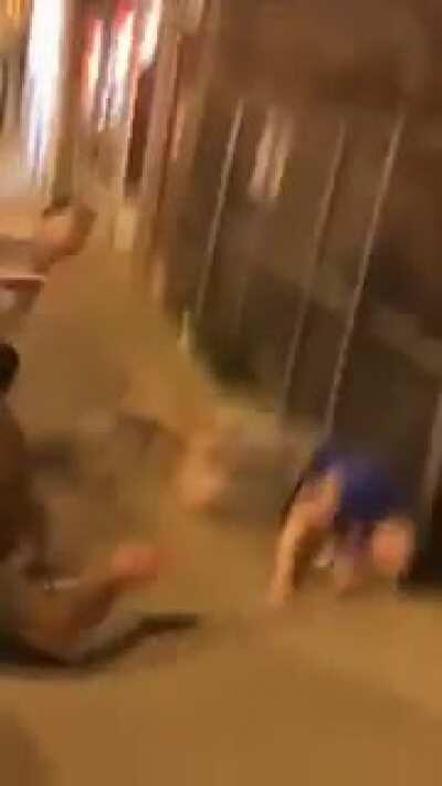 Two dudes saving a guy from getting mugged