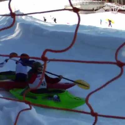 snow kayak, they are madlads