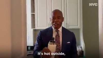 Eric Adams hawking NYC tap water...