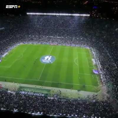 Betis fans throw thousands of toys onto the pitch. It's an annual tradition to make sure disadvantaged children don't go without a gift at Christmas.