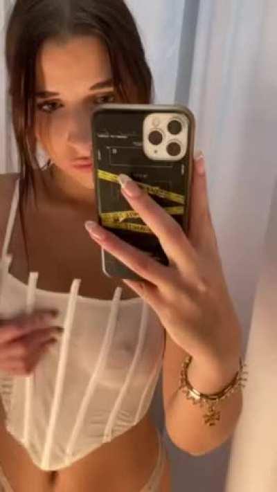 Do you like my 18 years old tits... I wish you were in the changing room with me