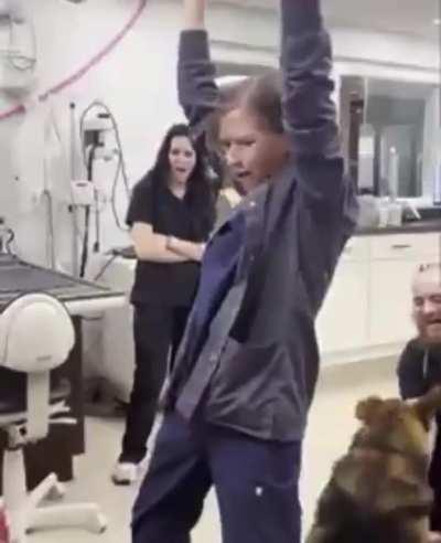 Vetenarian removes toy stuck in dogs throat