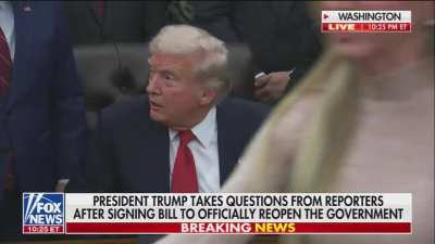 The White House press team scrambles to get the media to leave immediately as soon as Trump gets asked about the Epstein files