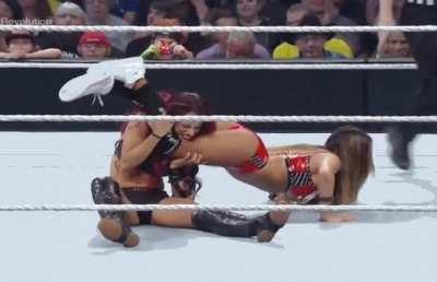 Sasha bank getting choked out by Nikki amazing thighs