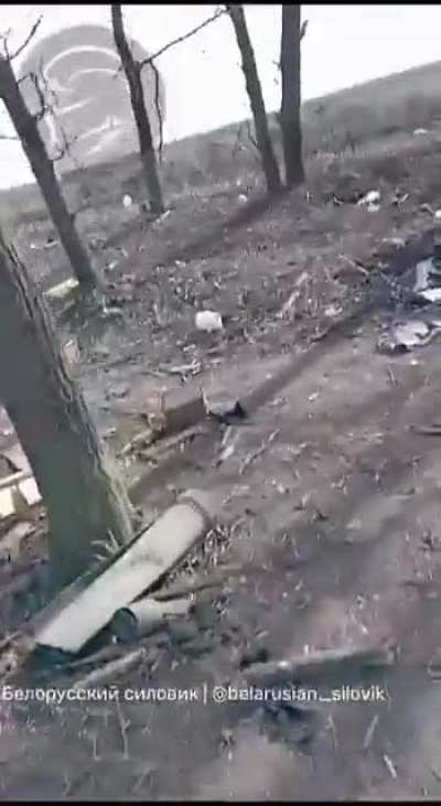 Russian soldiers inspect destroyed Ukrainian positions near village of Dachne, February 2025