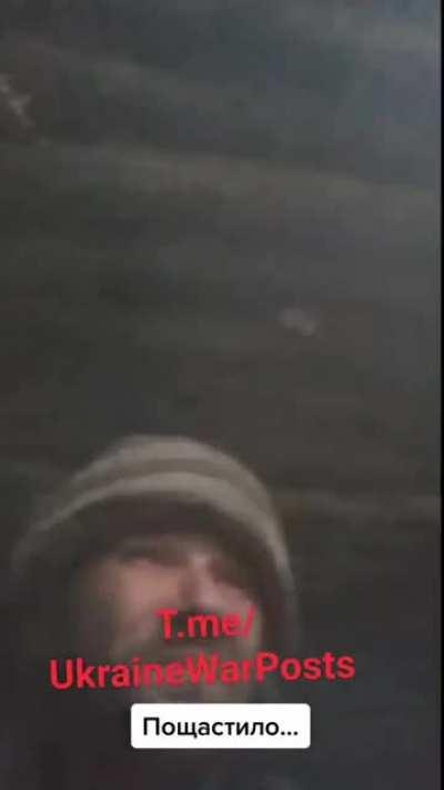 Ukrainian soldiers hunkering down in bunker have extremely close call with Russian artillery shell