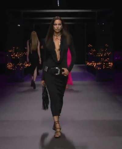 Irina Shayk slays open V cleavage gown