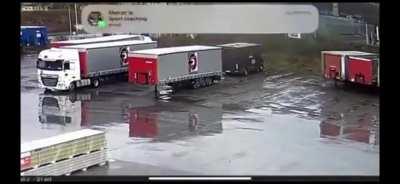 Professional footballer launches his Mercedes through a sports facility.