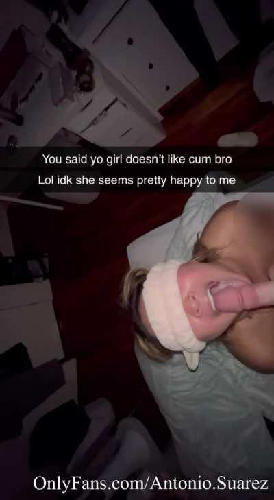 Getting her daily fix of bully cum