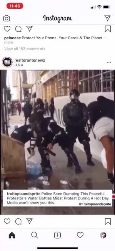 police dumping protesters water on hot day