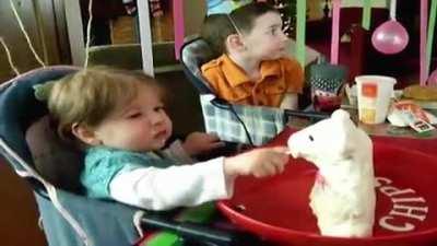 Little girl kills her cake and is now scared for life