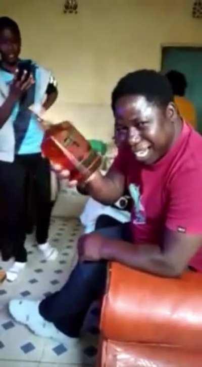 Giving a good alcohol bottle a gentle pat