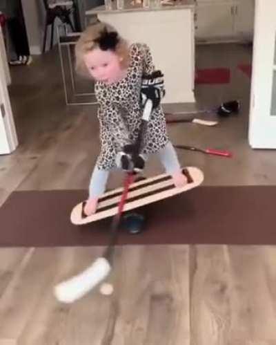 Little girl hockey training