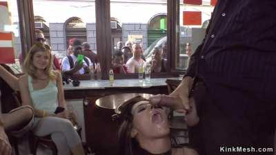 THROWED TO TWO GIRLS ON THE MOUTH IN A BEER BAR IN PUBLIC