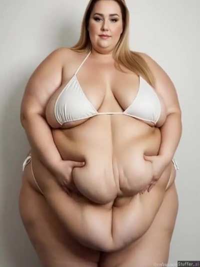 AI girl plays with belly