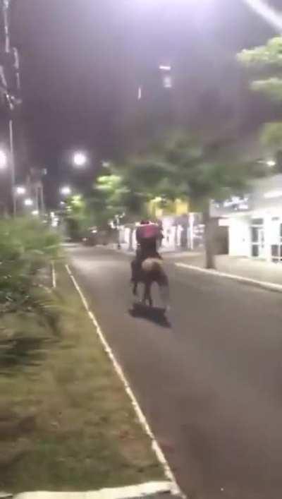 Gas got to expensive in my country, delivery guys had to improvise.