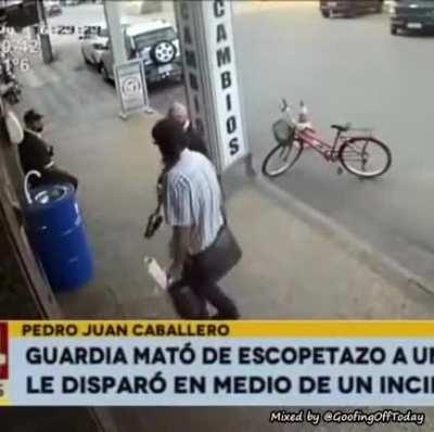 Trying to bully a man wielding a gun.