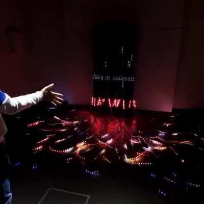 Thirty-two 5-meter long curling LED strips form a flowing interactive mirror. An artwork called Enter by Polish artist Ksawery Kirklewski. Love how this redefines the screen (notes by yours truly)