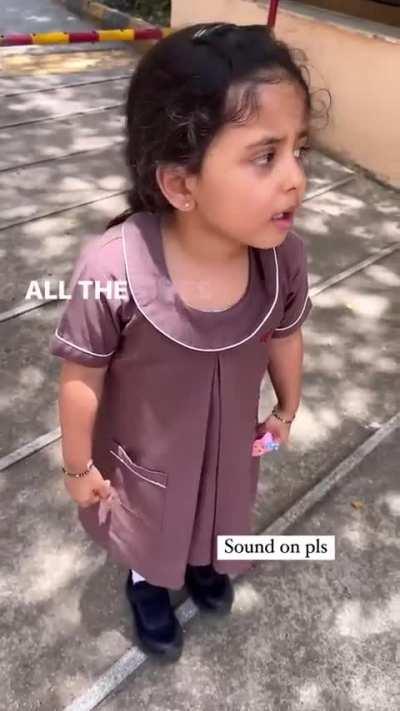 She's not happy with the bus aunty telling them to be quiet.