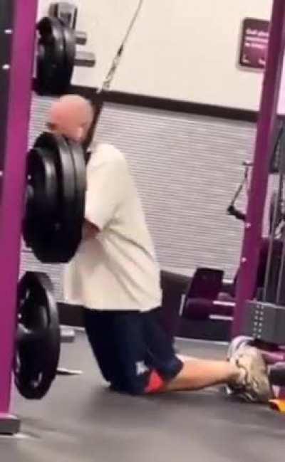 It's a pretty weird way to use gym equipment..