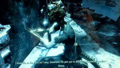 Argonian spreading some wisdom (sorry for the crappy quality)