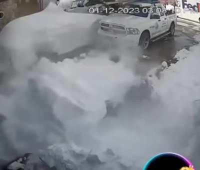 Half a second slower and he would have been a human snow-cone