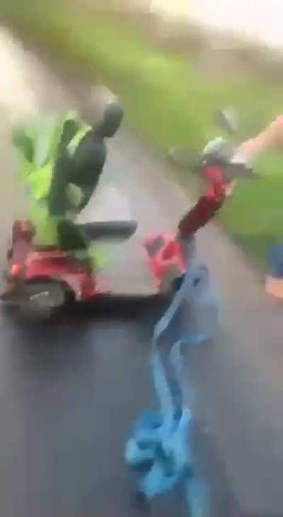 Drunk & high idiot in N. Ireland steals mobility scooter.. PART 2