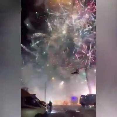 Fireworks store bursts into flames at the market in Rostov-on-don, Russia, on the 6th of December, 2020.