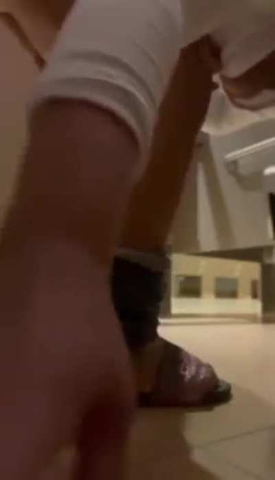 Sneaky phat booty redbone in the restroom