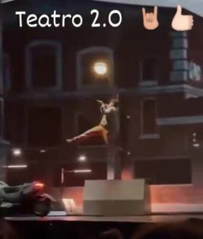 This is not a movie but a theatre - everything is happening live on the stage.