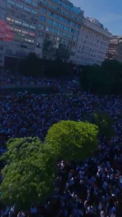 millions pour onto Buenos Aires’ streets, highways, and overpasses, forcing Argentina to fly the national football team overhead for an ‘aerial parade’ instead of open-air bus