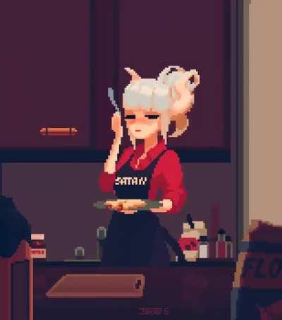 Lucy Waifu Eats Pancakes (by @Xavier_Gd)