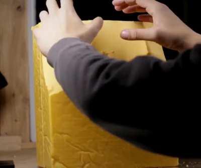 Wallace sculpted from a 40lb block of sharp cheddar