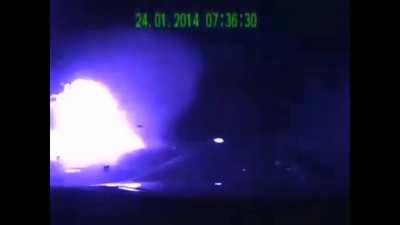 RUS: Renault Logan loses control and hit a truck