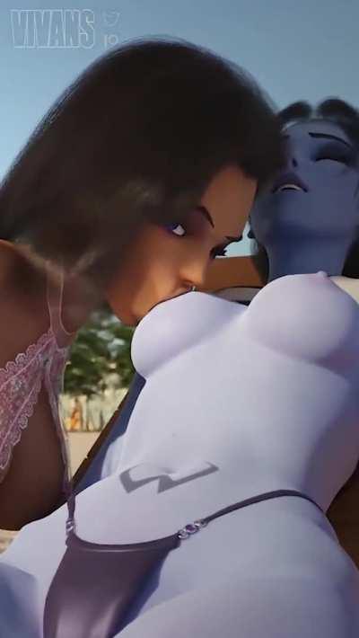 Sombra sucking Widowmaker tits (VIVANS)