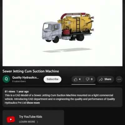 CAD model of a sewer jetting cum suction machine