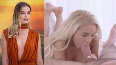 Margot Robbie loves sucking cock and you love to watch, but it’s embarrassing that you always cum first.