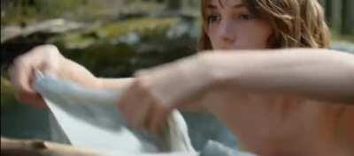 Briefly topless in new music video (yes, this is all there is in the whole video)