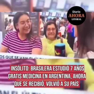 Brasilera estudio Medicina 7 años gratis en Argentina, se recibió y volvió a su país.