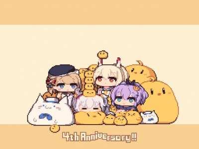 @oishii_unaju's happy 4th anniversary (ft. Javelin, Laffey, Ayanami, Z23, and a special appearance of Shiratsuyu )