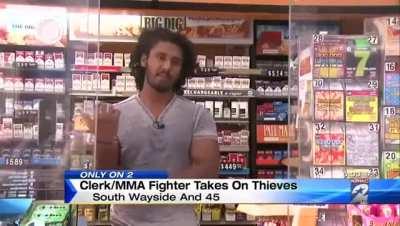 Of all the gas stations to rob you had to pick the one whose clerk is a 5 time Sri Lankan MMA champ.