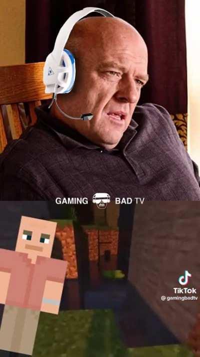 Jessie, Walter, Saul and Hank play Minecraft.