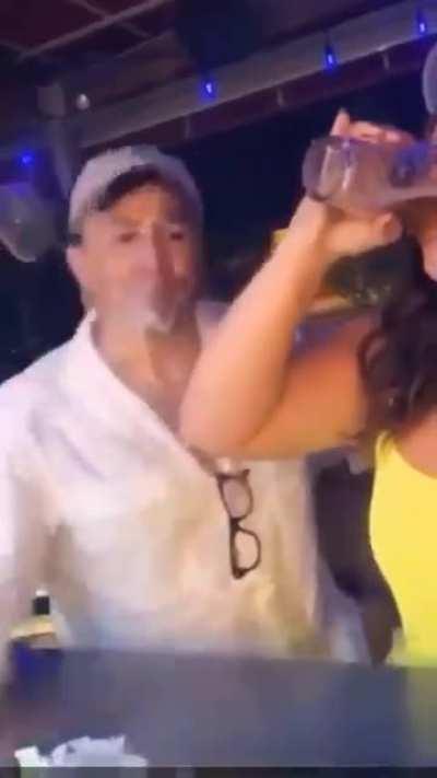 Check out how much faster I am chugging this beer!