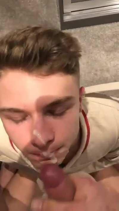 Twink tasting his daddy’s load